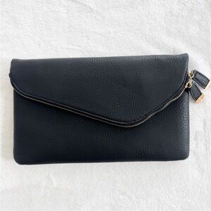 VICI Black Foldover Clutch w/ Gold Chain